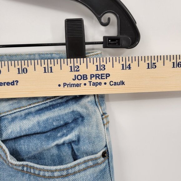 Yan13 Women Blue 100% Cotton 9" High Rise Destroyed Frayed Hem Jeans Size 26 - Picture 10 of 13